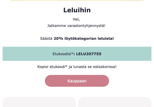Kuponkinäyttö - Babymarkt - Lelut löytö [[20 % alennus]] valikoiduista lelulöydöistä - Päättynyt