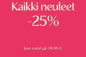 Tarjouksen viimeinen päivä, - 25 % neuleista