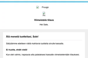 Älä menetä tuotteitasi, Sale! Viimeistele tilaus