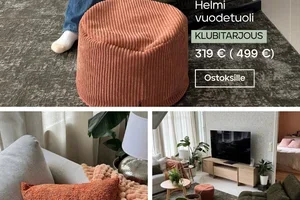 Olohuone kahdella tyylillä