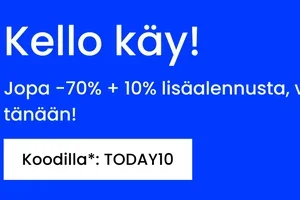Vain tänään: Jopa -70% + 10% lisäalennusta!