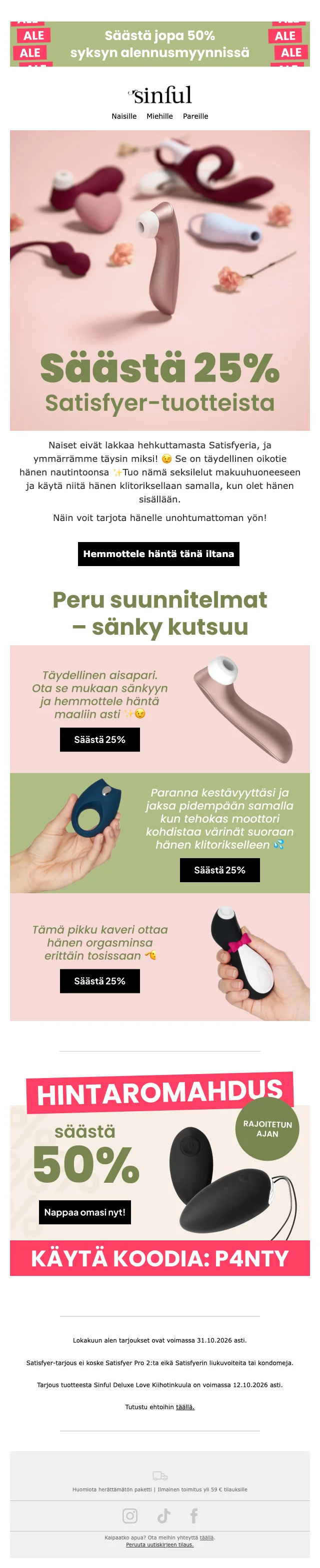 Kuponkinäyttö - Sinful - Tarjous: [[25 %]] seksileluista rajoitetun ajan tarjolla