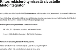 Motointegrator: Kiitos rekisteröitymisestä!