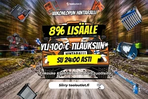 8% lisäale yli 100€ tilauksiin* SU 24:00 saakka!