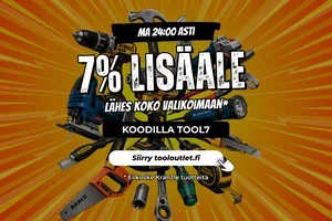 Työkalut tänään 7% lisäalella - lähes koko valikoima! 🔨