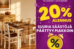 20 % ALENNUS. Tarjous päättyy sunnuntaina.