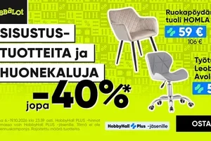 Sisustustuotteet ja huonekalut jopa -40 %* 🛋️ 