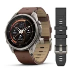 Garmin Fenix 9 Pro inReach AMOLED, 47mm, harmaa titaani ja pähkinänruskea nahkaranneke, älykello 010-04336-41