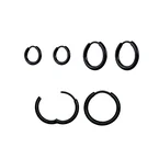 Mustat pienet teräs korvarenkaat 3 paria setti (8mm, 10mm & 12mm)