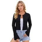 Bell Long Sleeve Crochet Cropped Cardigan