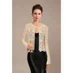 One-Button Golden Thread Crochet Cardigan