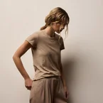 Sheer Slub Crew Neck Tee - Coffee