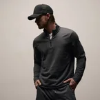 Fine French Terry Half Zip - Heather Charcoal