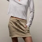 Herringbone Twill Mini Skirt - Light Khaki Pigment