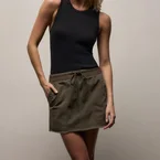 Herringbone Twill Mini Skirt - Army Green Pigment