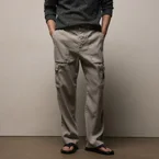Stretch Linen Cargo Pant - Fog Pigment