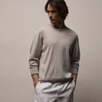 Ultrafine Cashmere Tipped Crew - Fog/Charcoal