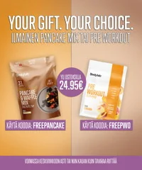 Kuponkinäyttö - Bodylab - Bodylab alennuskoodi: [[ilmainen pancake mix]] ja pre-workout pancake mix €24,95